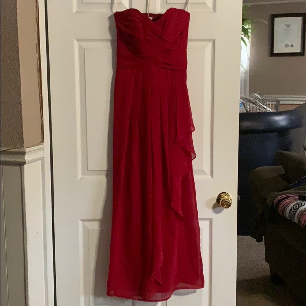 Red Chiffon Ruffle Dress